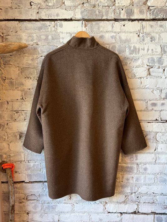 Hartford Women's Vadim woven coat in nut brown, front view