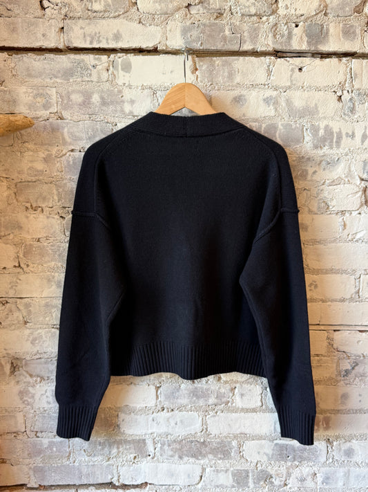 Hartford Women's Mosine knitted cardigan in navy blue, featuring a cozy textured knit design