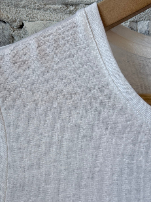 Stretch Linen SS Crewneck - Blanc