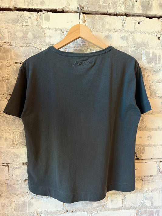 Organic Cotton Stretch Semi Relaxed SS Crewneck - Noir
