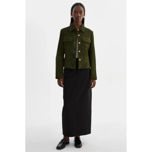 Jolene Suede Jacket - Dark Olive - DUNE + SALT