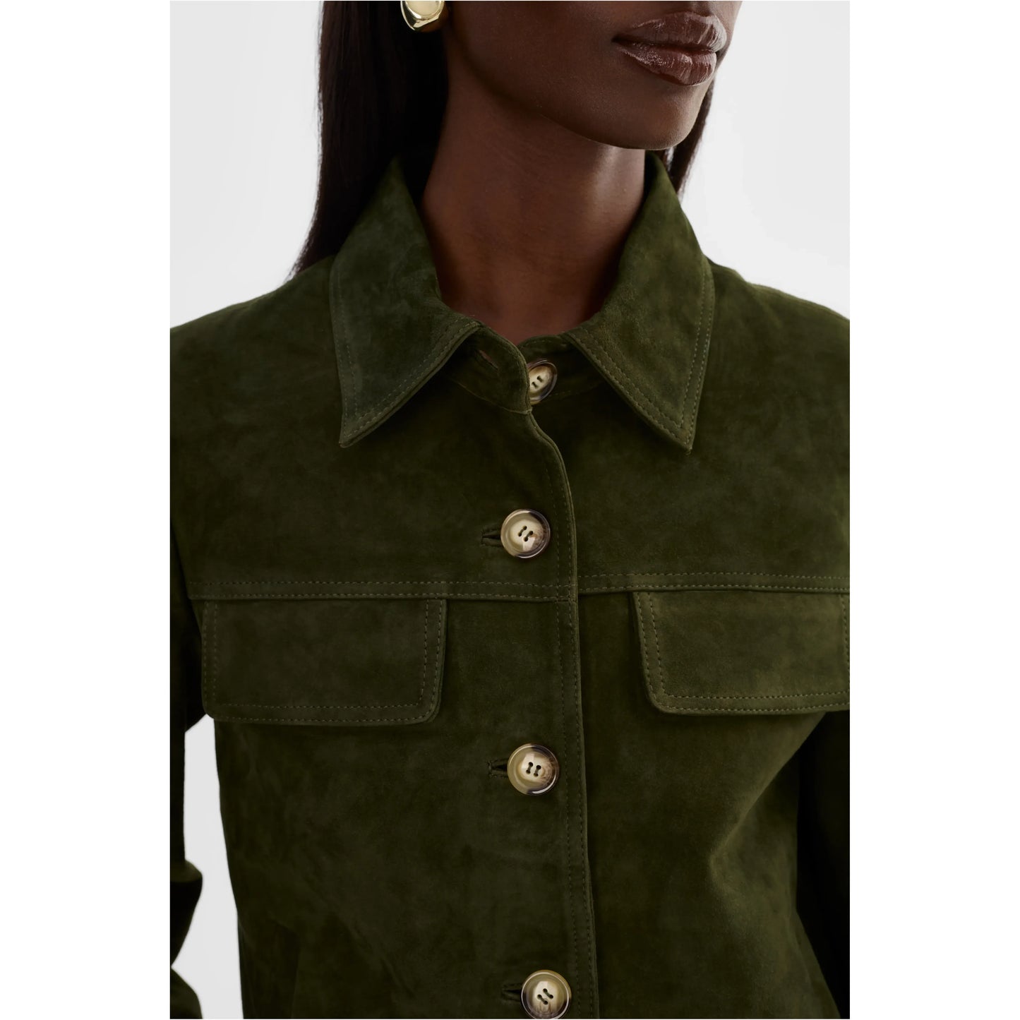 Jolene Suede Jacket - Dark Olive - DUNE + SALT