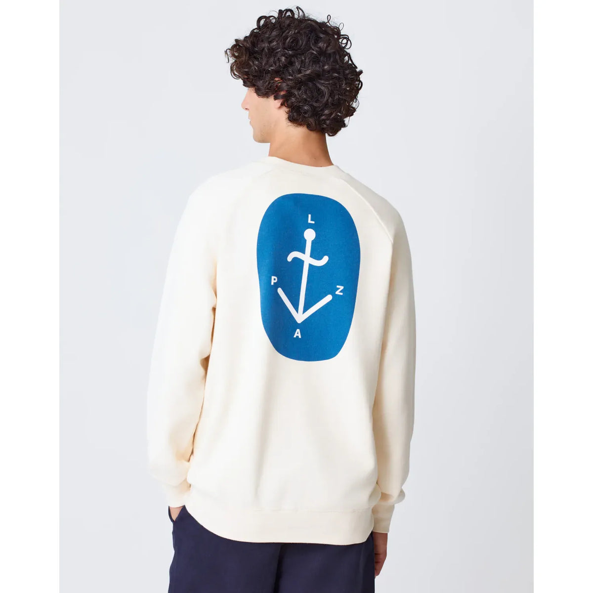 Men's Cunha La Paz Crew in ecru, made by La Paz, featuring a soft knit fabric and classic crewneck design.