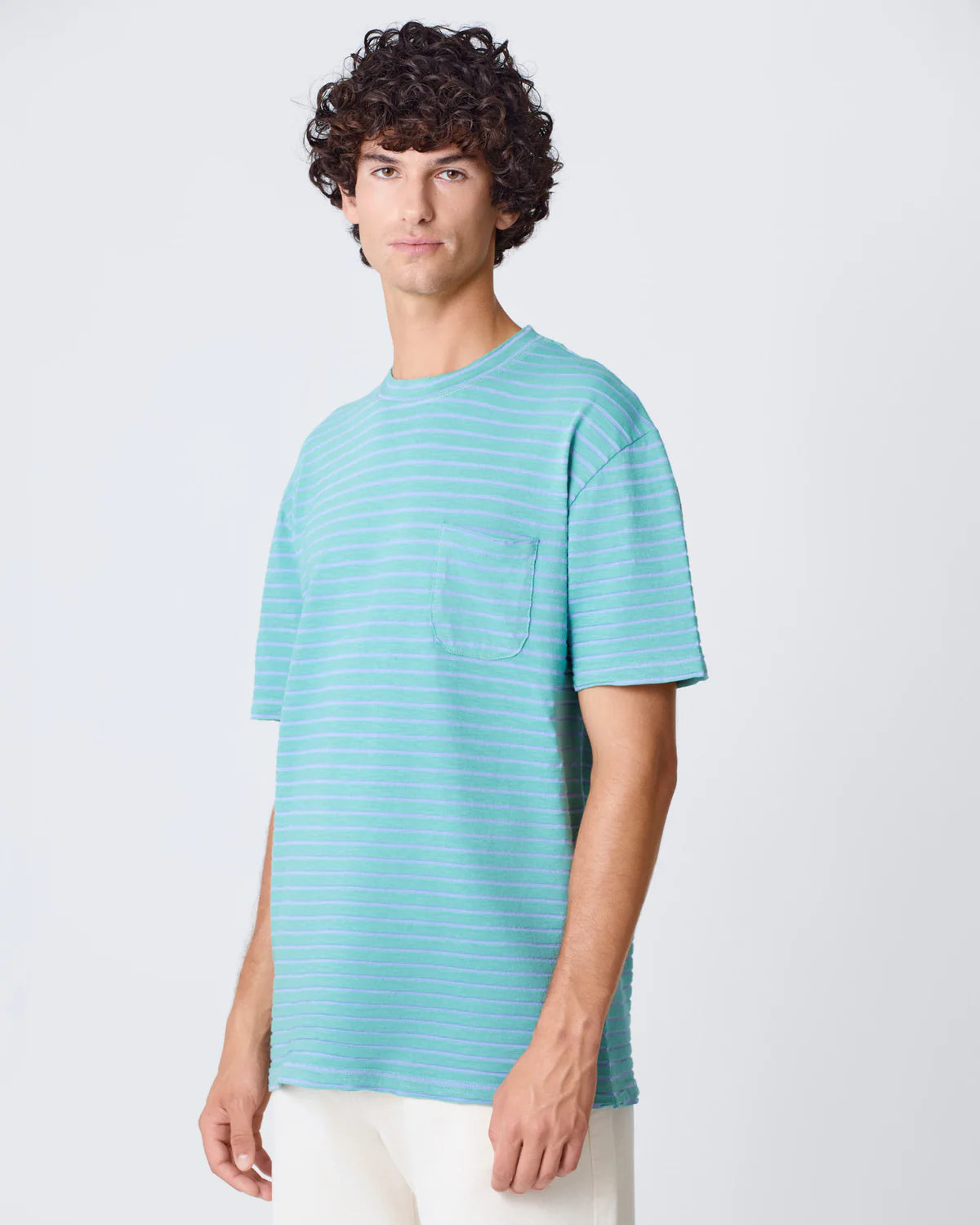 Guerreiro T-Shirt - Green/Indigo Stripes - DUNE + SALT