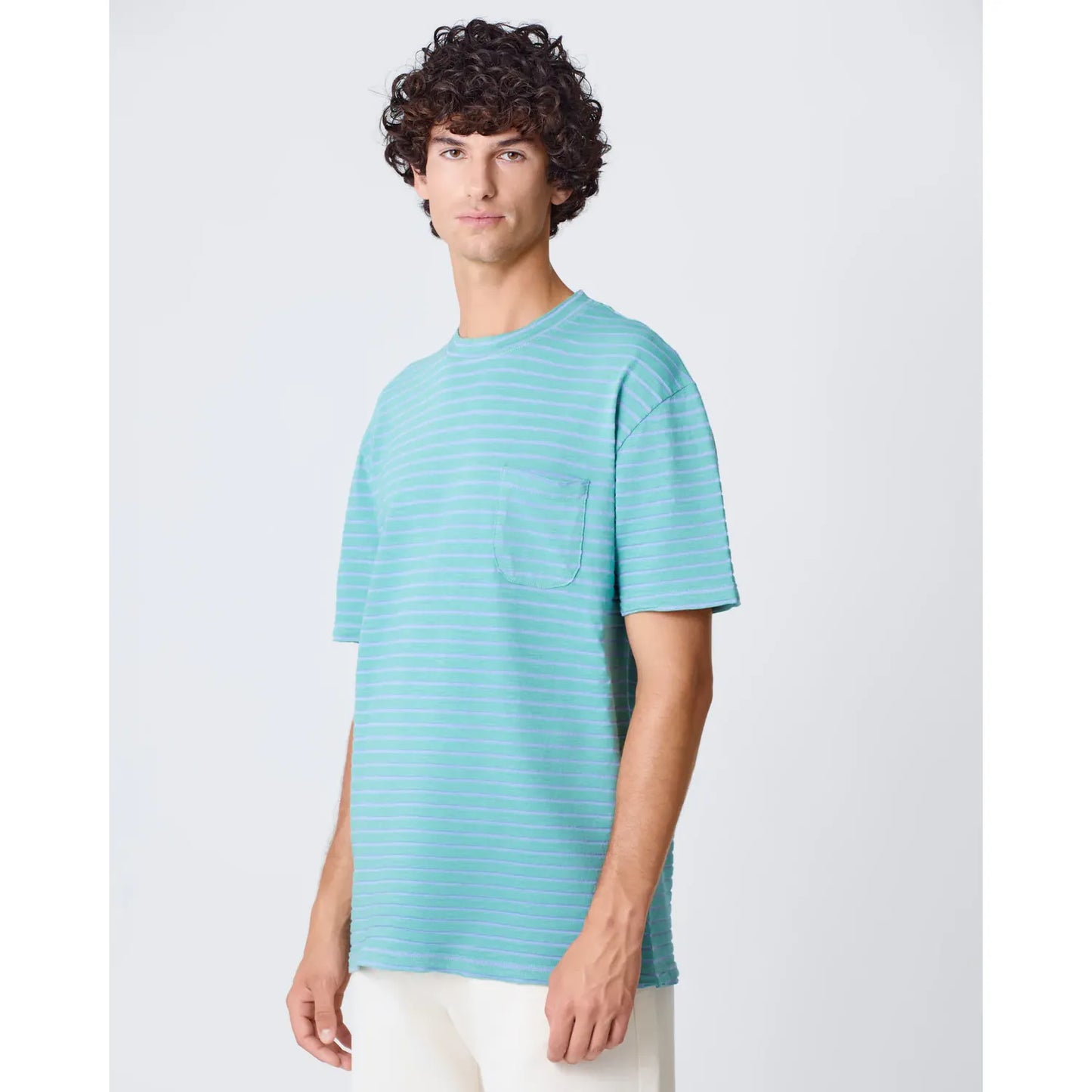 Guerreiro T-Shirt - Green/Indigo Stripes - DUNE + SALT