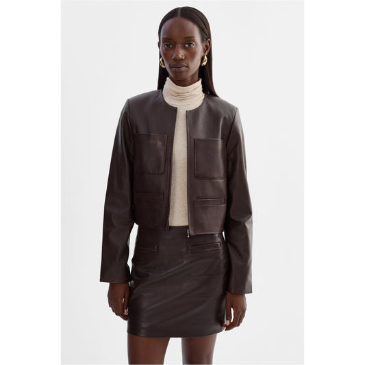 Linette Leather Jacket - Dark Brown - DUNE + SALT