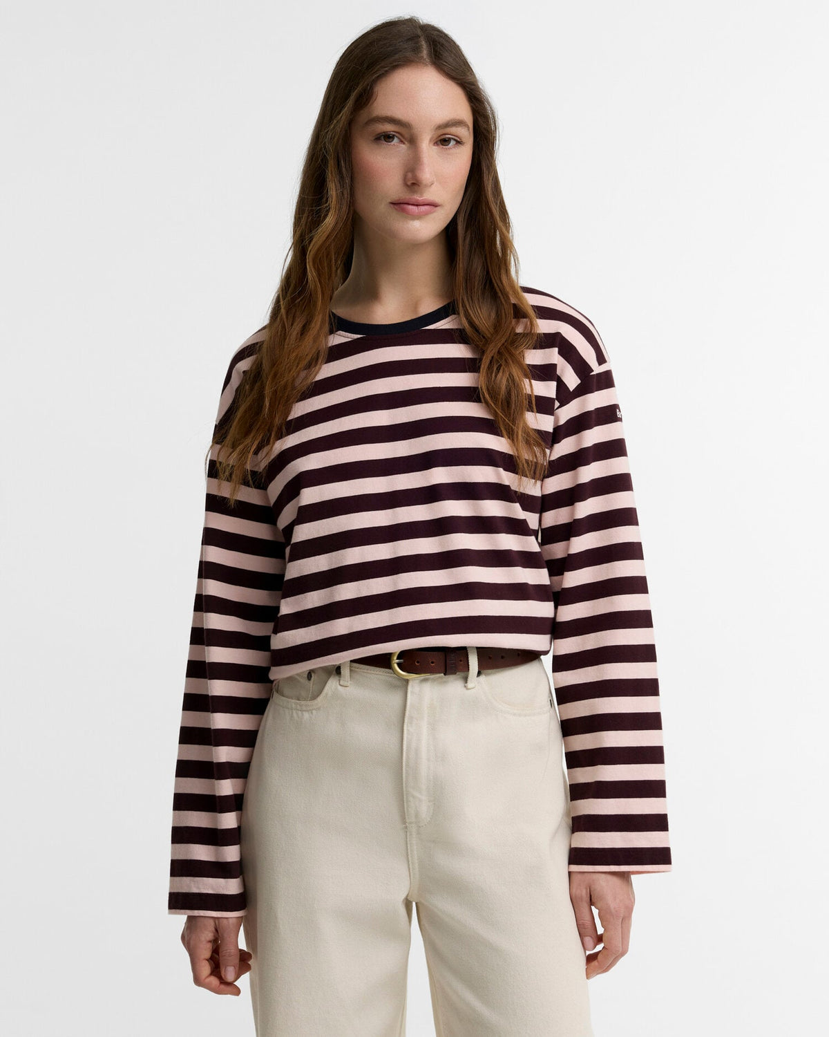Woodhouse Striped Long-Sleeved T-Shirt - Fig/Pink Blush, front