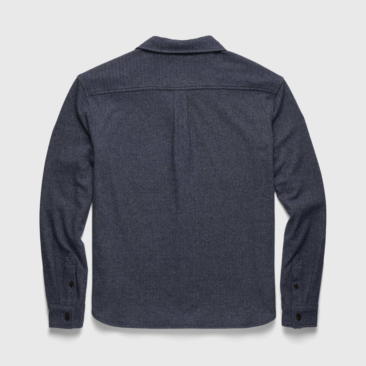 Men's navy Louis Soft Herringbone Overshirt by Surfside Supply, featuring a textured herringbone pattern and classic button-up design.