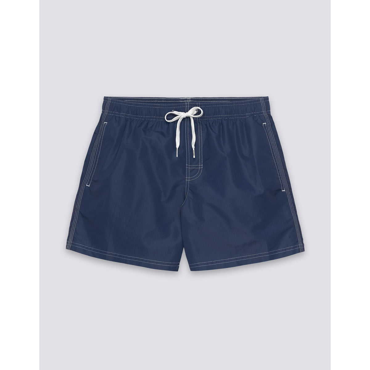 Men's navy Sundek Iconic Taffeta elastic waist boardshort with a relaxed fit and quick-drying fabric.