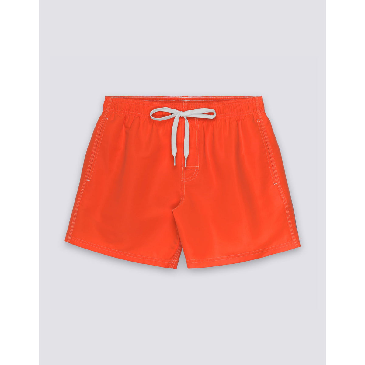 Men's Sundek Iconic Taffeta Elastic Waist Boardshort in vibrant Fluo Orange with a comfortable fit and elastic waistband.