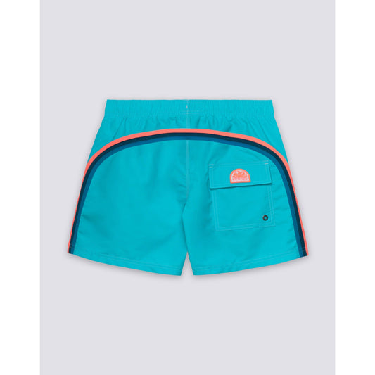 Men's Sundek Iconic Taffeta elastic waist boardshort in marine color, featuring a comfortable fit and stylish design.