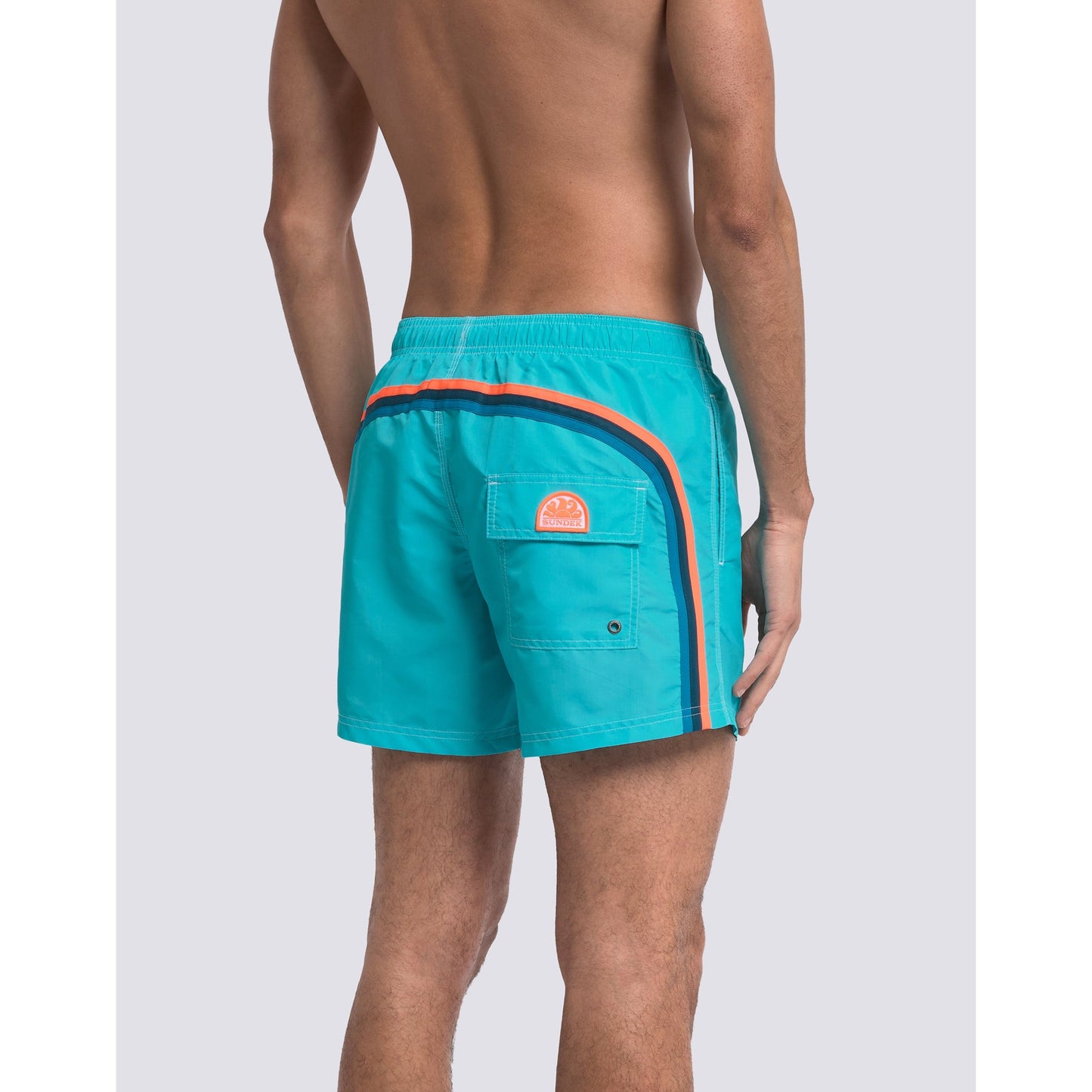 Men's Sundek Iconic Taffeta Elastic Waist Boardshort in marine color, featuring a comfortable elastic waistband and stylish design.