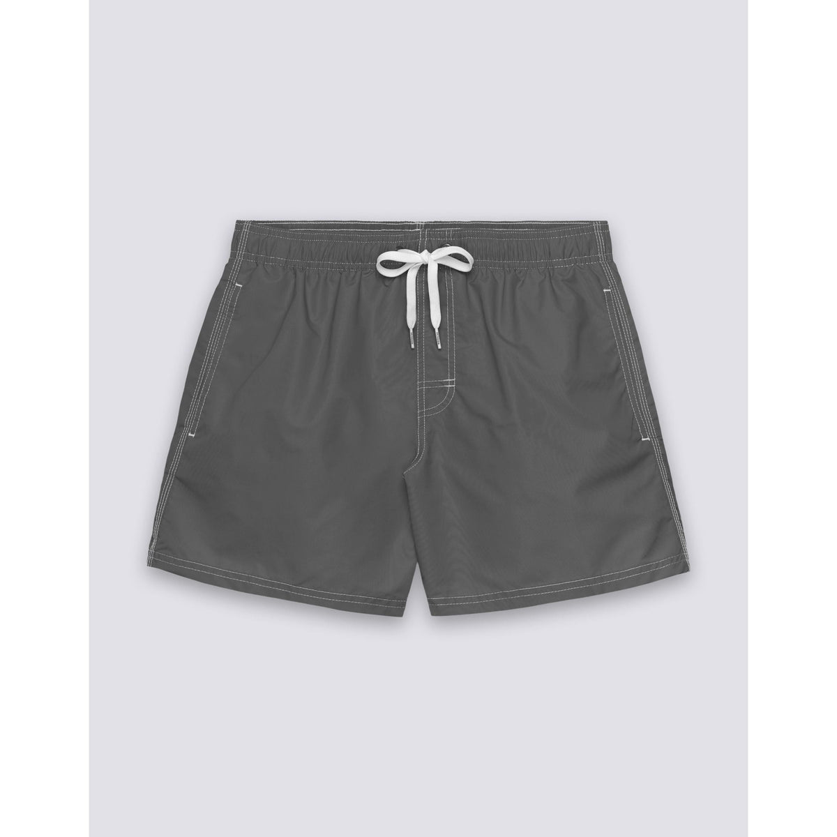 Men's Sundek Iconic Taffeta elastic waist boardshort in medium grey with a relaxed fit and textured fabric.