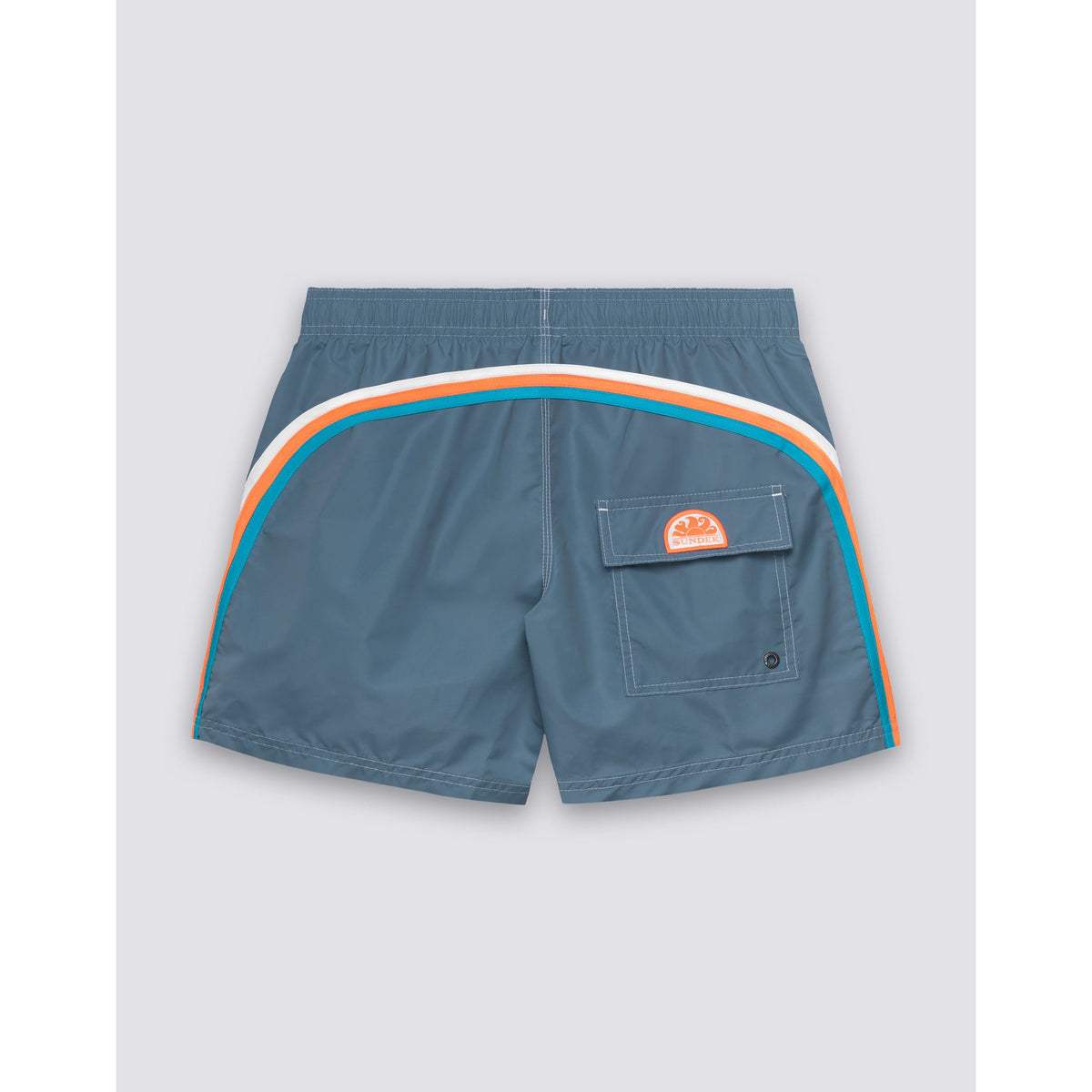 Men's Sundek Iconic Taffeta Elastic Waist Boardshort in aviation blue, featuring a comfortable elastic waistband and stylish design.