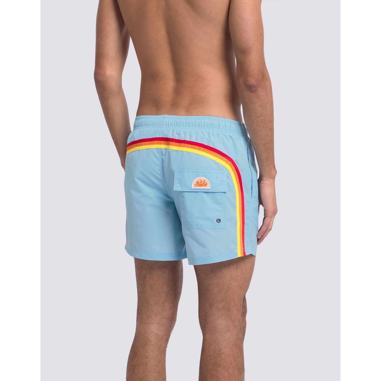 Men's Sundek Iconic Taffeta Elastic Waist Boardshort in Vintage Glacier, featuring a sleek design and comfortable fit.