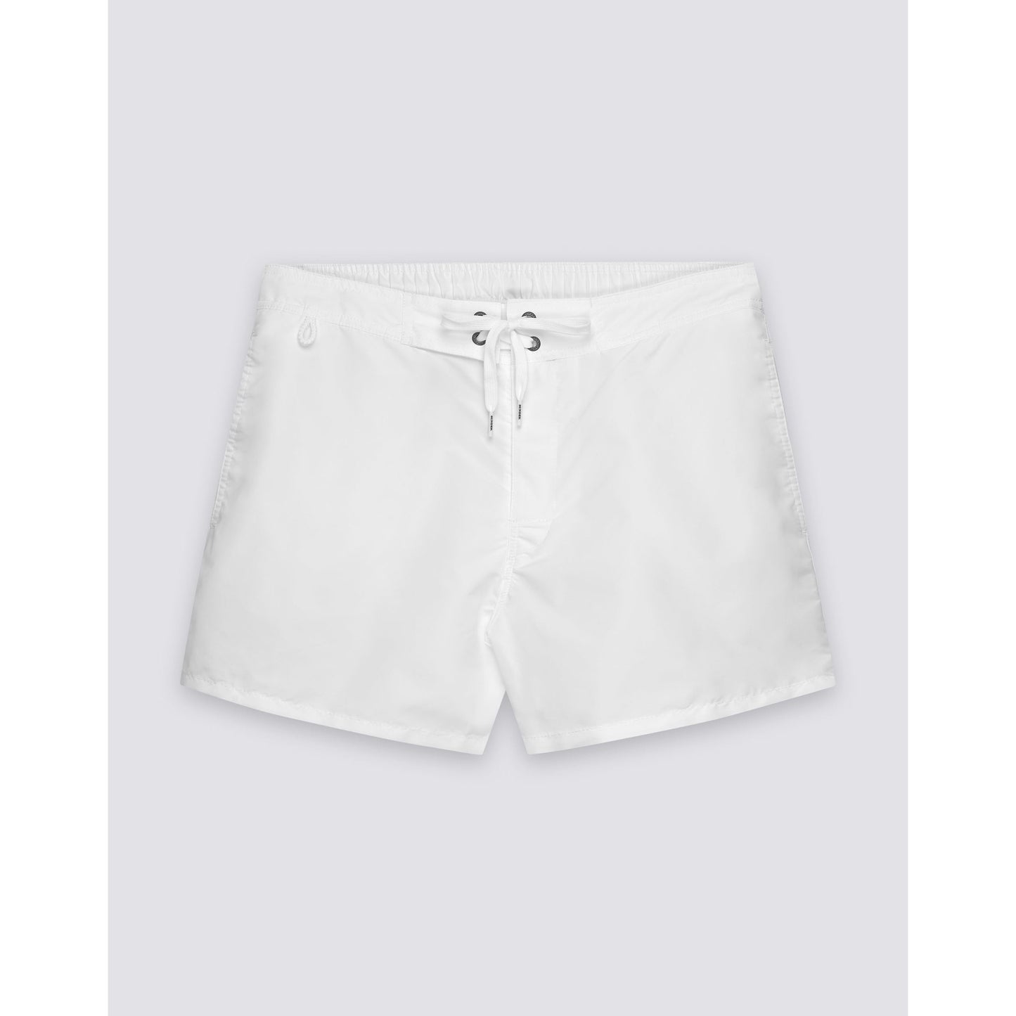Men's white taffeta semi-elastic waist boardshort by Sundek, featuring a comfortable fit and stylish design.