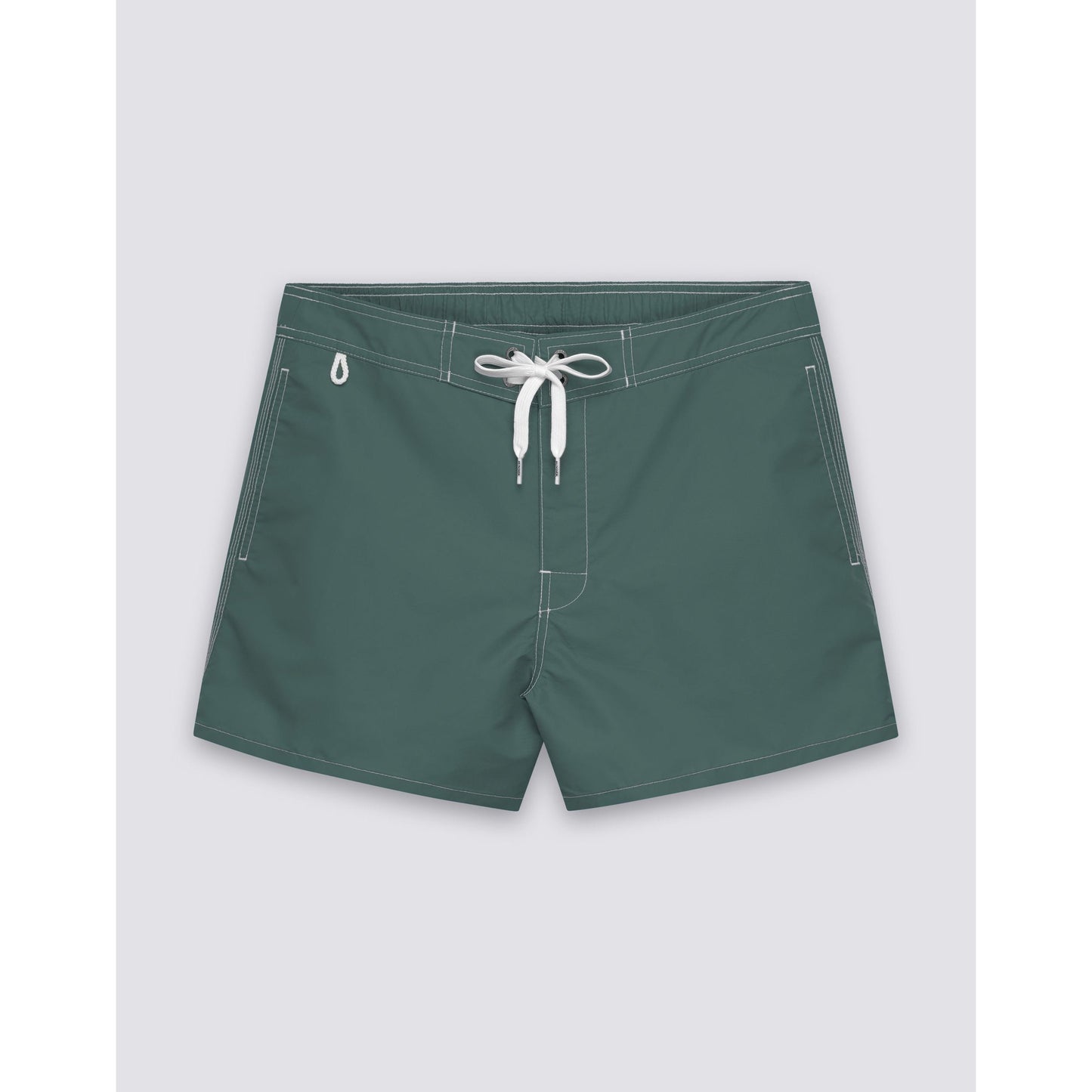 Men's camo green taffeta semi-elastic waist boardshort by Sundek, featuring a comfortable fit and sporty style.