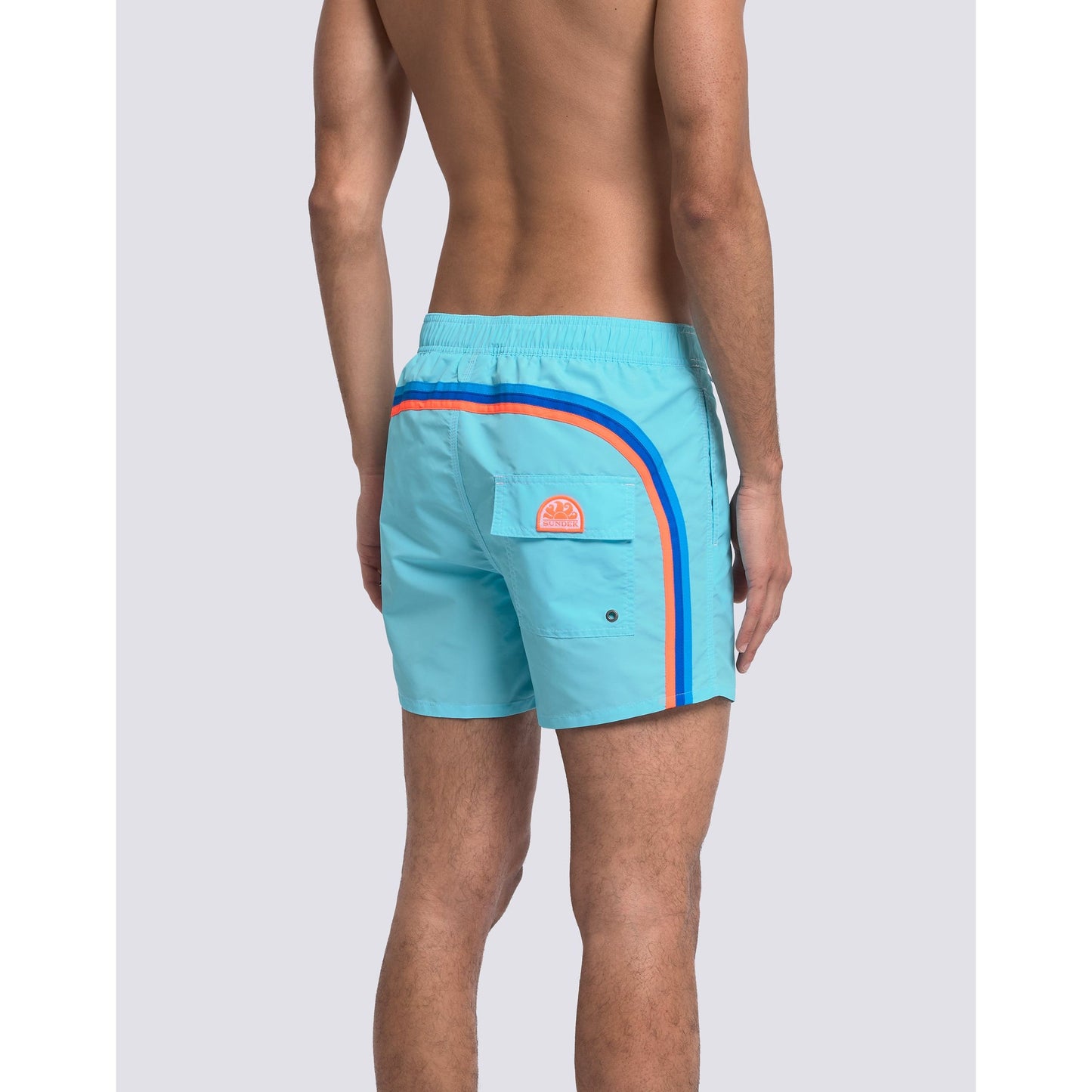 Men's Sundek Taffeta Semi-Elastic Waist Boardshort in lunar color, showcasing the lightweight fabric and relaxed fit.