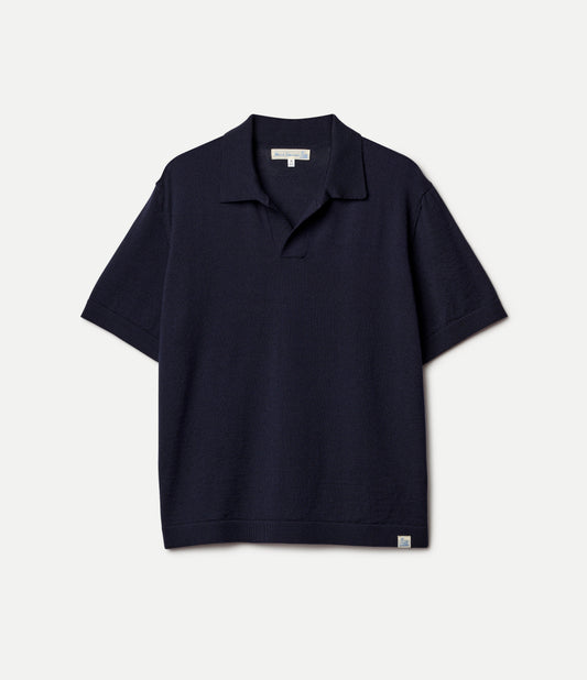Refined Merino Wool Short Sleeve Women's Polo Shirt - Dark Navy - DUNE + SALT