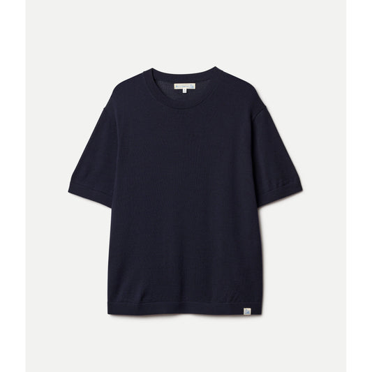 Refined Knitted Merino Wool T-Shirt - Navy - DUNE + SALT