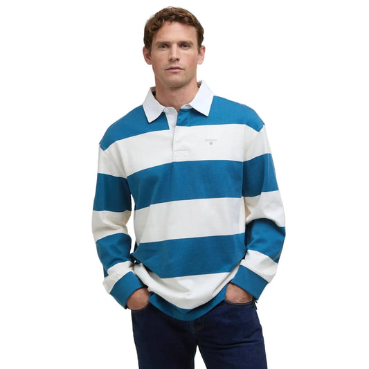 Broome Rugby Shirt - Midnight/White Stripe - DUNE + SALT