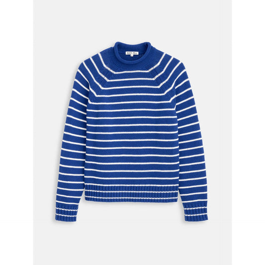 Alex Striped Rollneck In Cotton - Deep Royal/Whipped Cream - DUNE + SALT