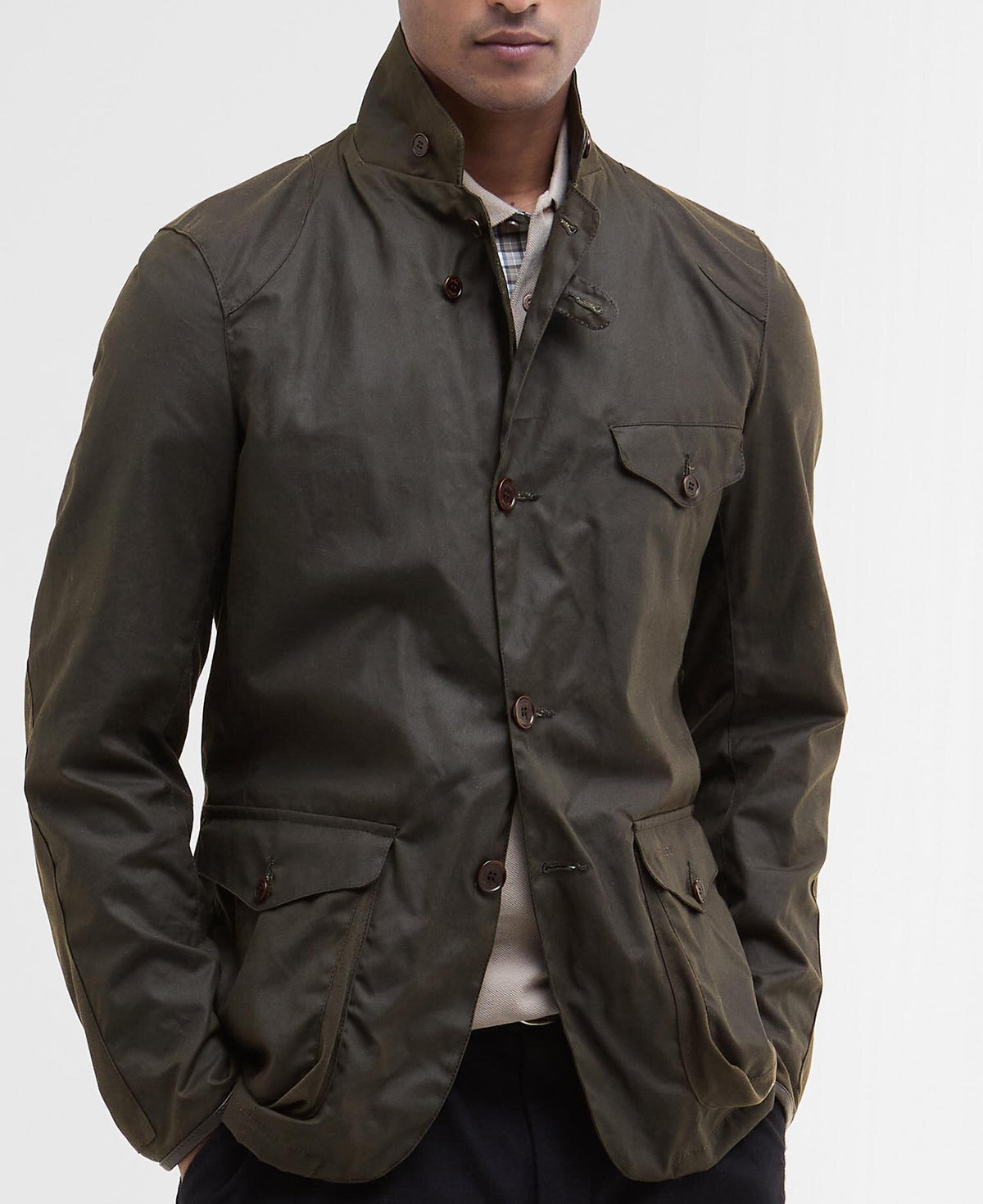 Beacon Sports Waxed Jacket - Olive, detail