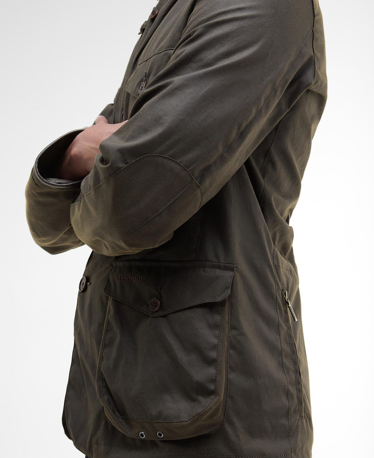 Beacon Sports Waxed Jacket - Olive, detail