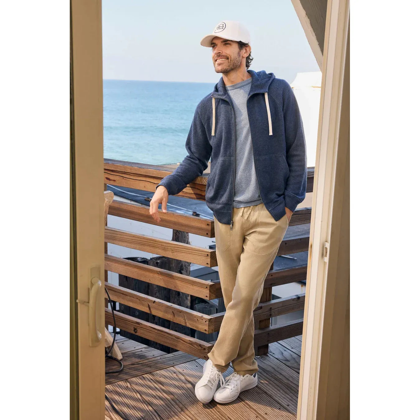 Danny Cashmist Fleece Full-Zip Hoodie - Navy Heather - DUNE + SALT