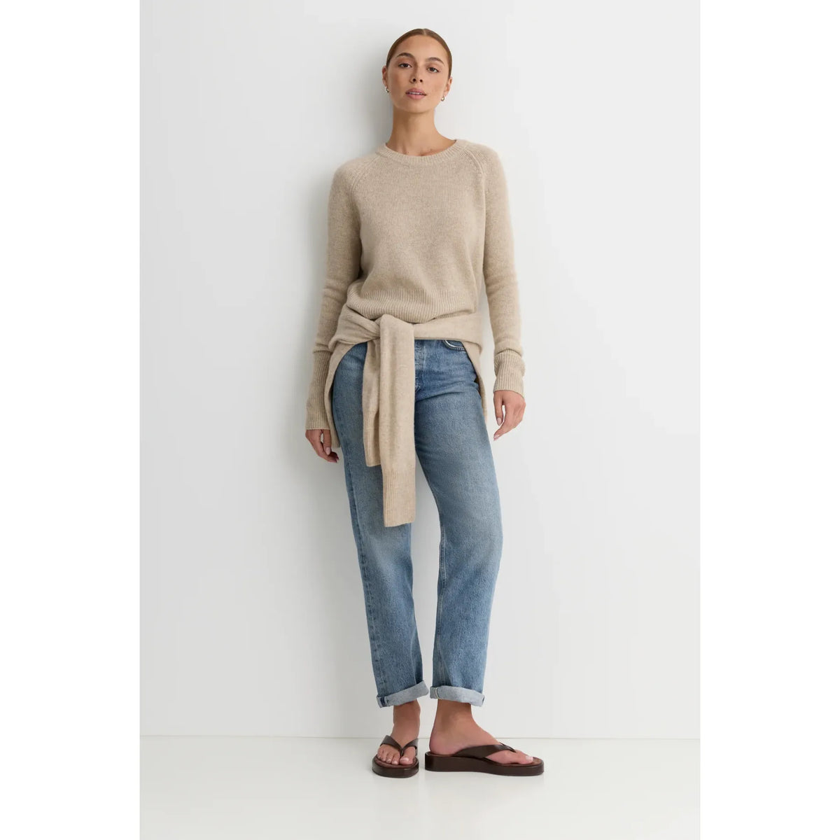 One Grey Day Blakely Cashmere Pullover - Oatmeal Lavender