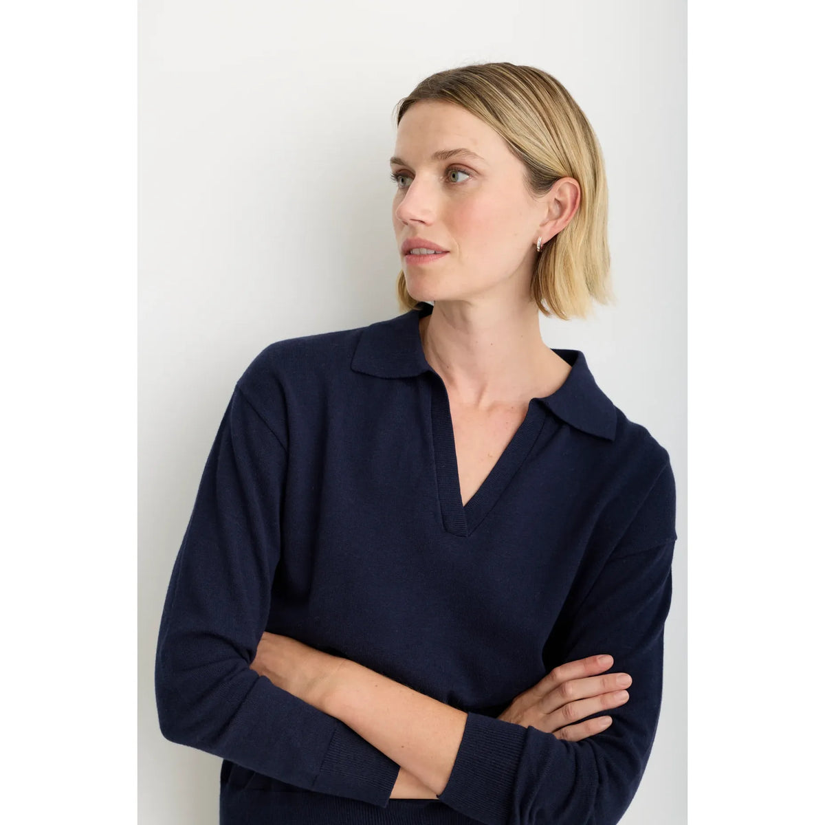 One Grey Day Bianca Polo - Navy Black