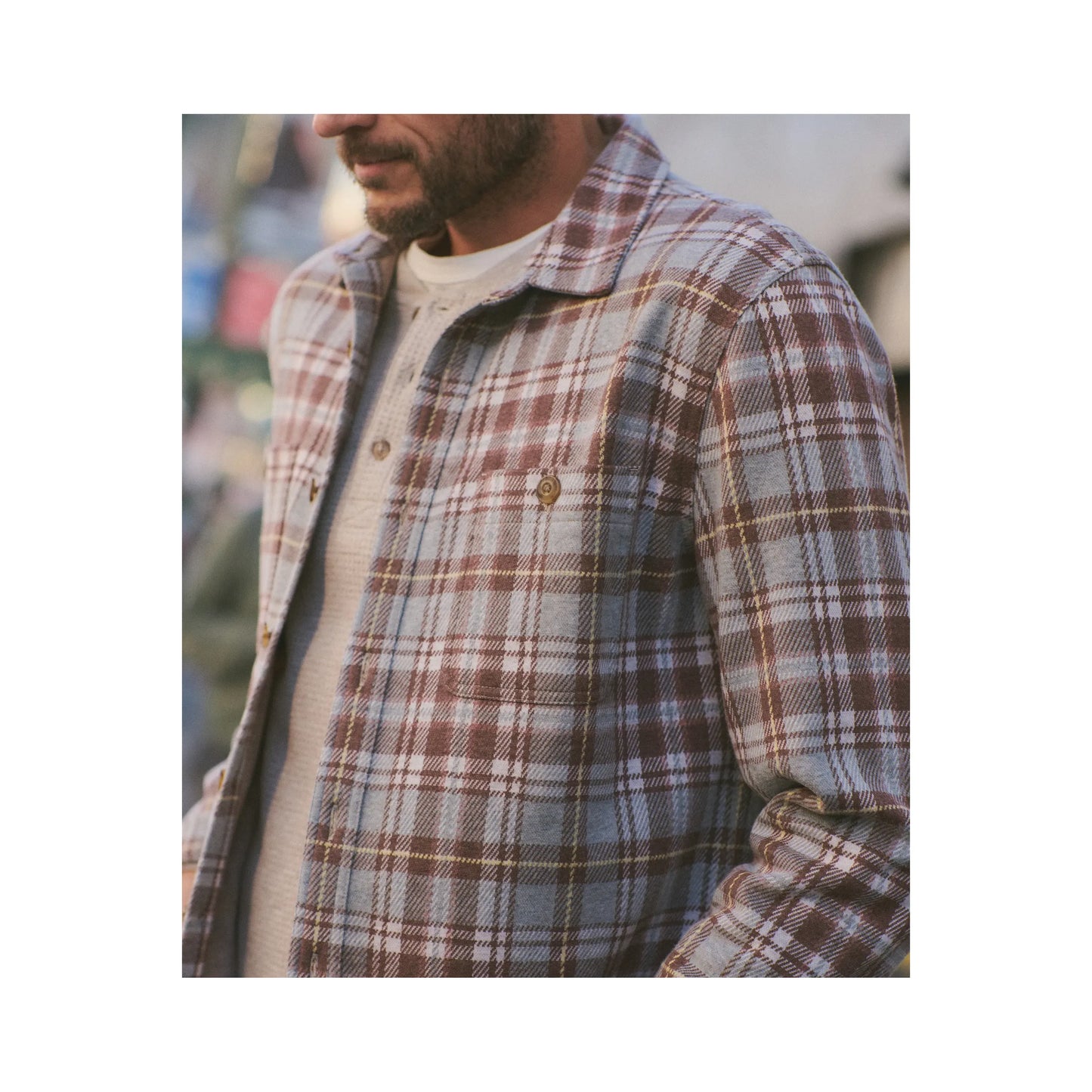 Pacifica Stretch Twill Overshirt - Warm Plaid - DUNE + SALT