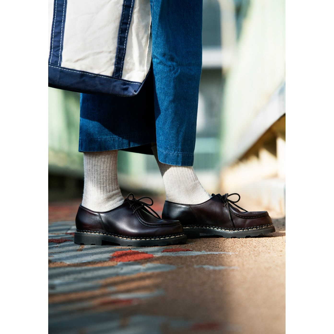 Double Face Organic Cotton Mini Crew Socks - Light Blue - DUNE + SALT