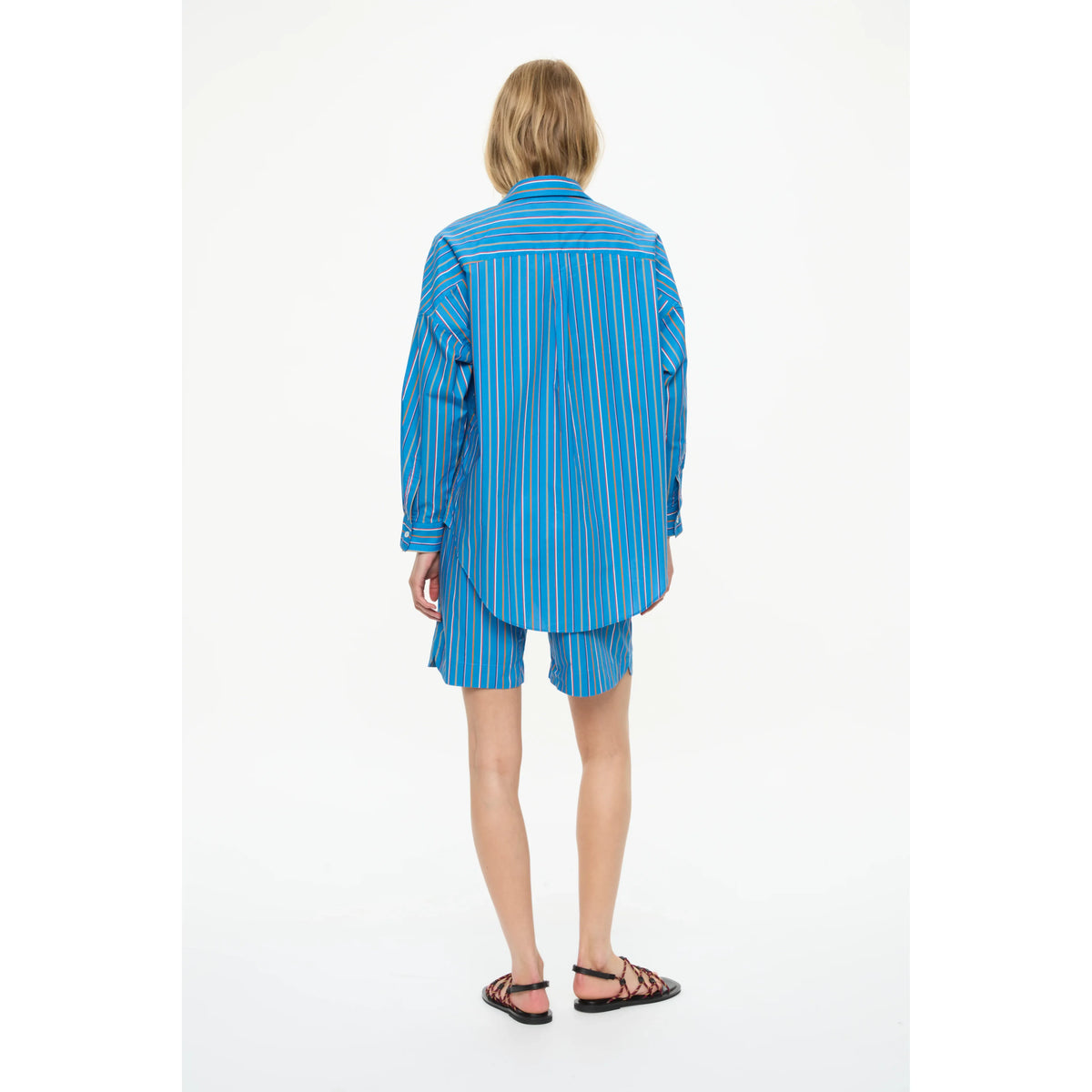 LMND Chiara Striped Mid-Length Shorts - Tutti Frutti/Ink Blue White Smoke