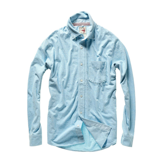 Fineline Knit Buttondown - Light Blue/White - DUNE + SALT