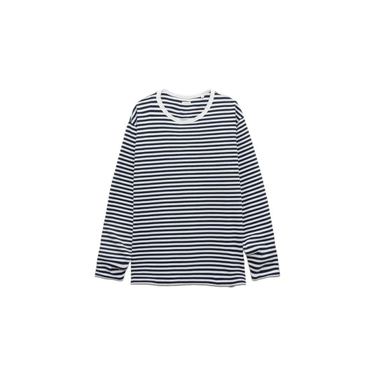 COOLMAX Stripe Jersey L/S Tee - Navy/White