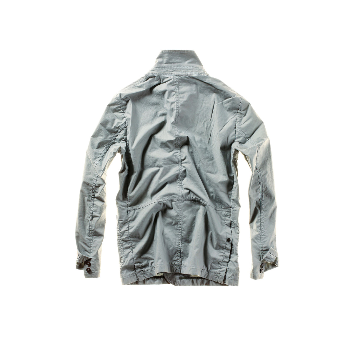 Men's Flyweight Flex Blazer in Light Steel by Relwen, shown in a tailored fit with smooth fabric and classic lapel details.