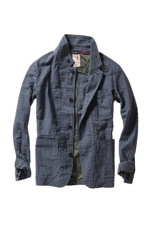Tropical Trap Blazer - Navy/Blue Seersucker - DUNE + SALT