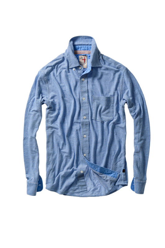 Hemp Stripe Buttondown - Marine/White - DUNE + SALT