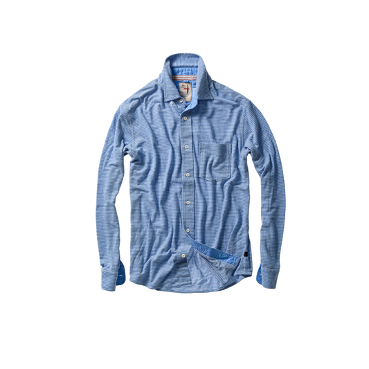 Hemp Stripe Buttondown - Marine/White - DUNE + SALT