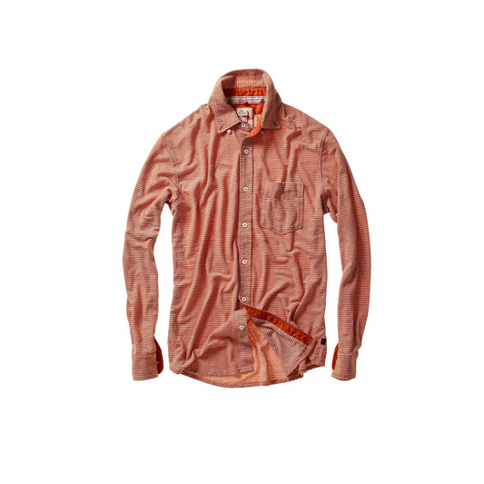 Hemp Stripe Buttondown - Burnt Orange/White - DUNE + SALT