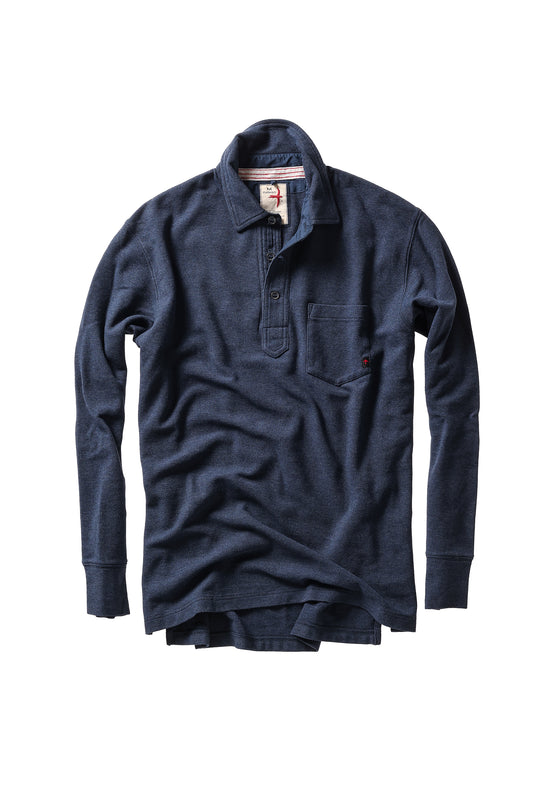 L/S Vintage Pique Polo - Navy Heather - DUNE + SALT