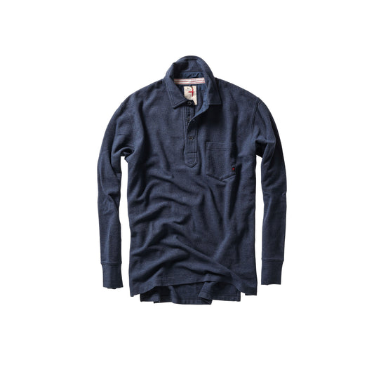 L/S Vintage Pique Polo - Navy Heather - DUNE + SALT