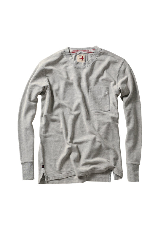 L/S Vintage Pique Crew - Light Grey Heather - DUNE + SALT