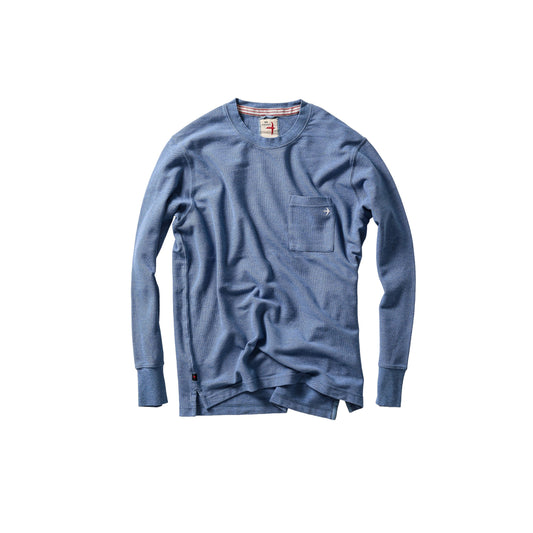 L/S Vintage Pique Crew - Light Marine Heather - DUNE + SALT