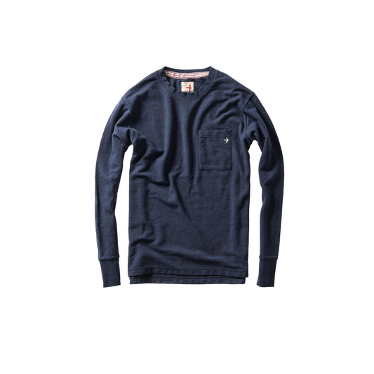 L/S Vintage Pique Crew - Navy Heather - DUNE + SALT