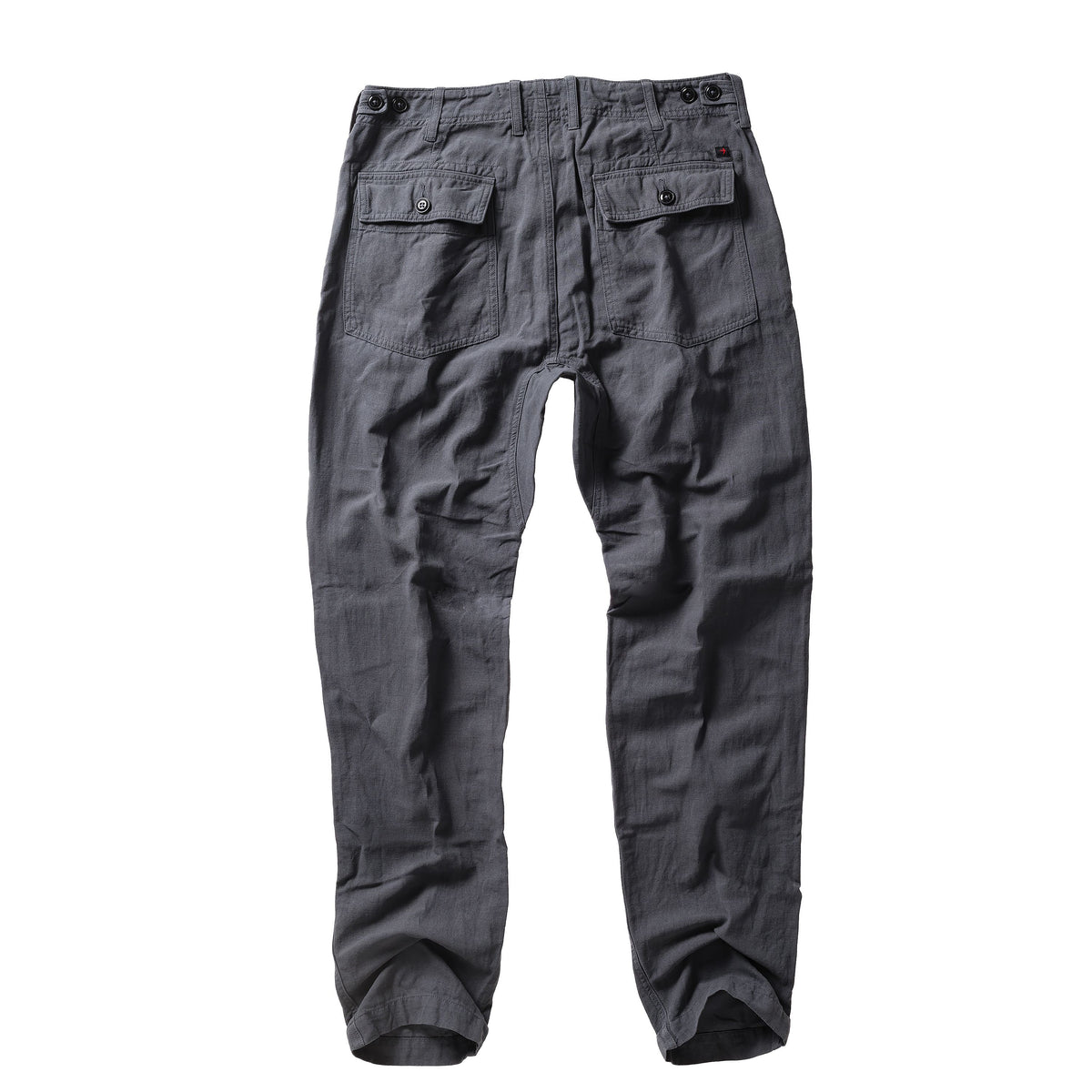 Men's cotton and linen supply pants in carbon color by Relwen, featuring a relaxed fit and casual style.