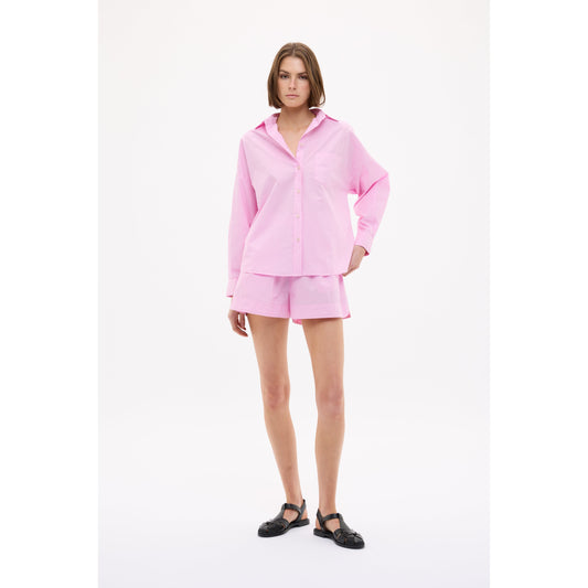 Women's Chiara Shorts in Rose Glow by LMND, featuring a stylish fit and vibrant pink color, displayed on a neutral background.
