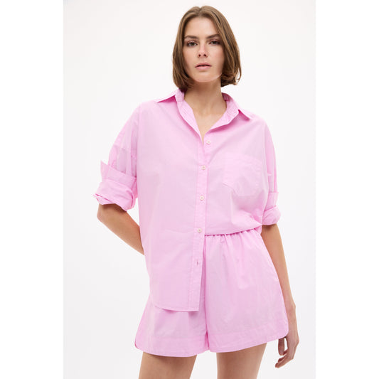 Women's Chiara Shirt in Rose Glow by LMND, featuring a stylish, flowy fabric and feminine design.