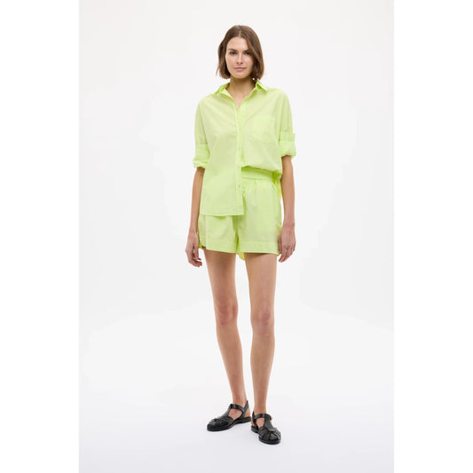 Women's Chiara Shorts in Sunny Lime by LMND, featuring lightweight fabric and a vibrant lime color, perfect for casual wear.